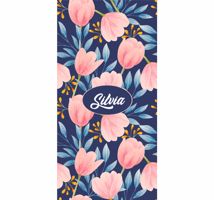 Rosa blommönster Rullgardin blommor och växter - Tenstickers