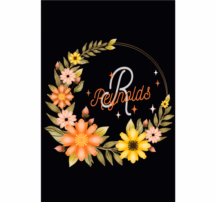 Elegant initial och namn Rullgardin blommor och växter - Tenstickers