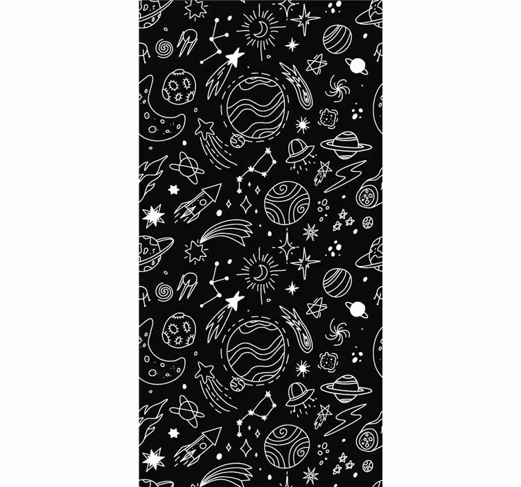 Svartvita kosmiska barngardiner - Tenstickers