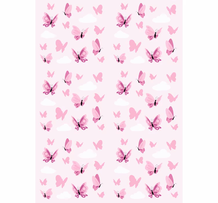 Flygande fjärilar på rosa bakgrund rullgardin - Tenstickers