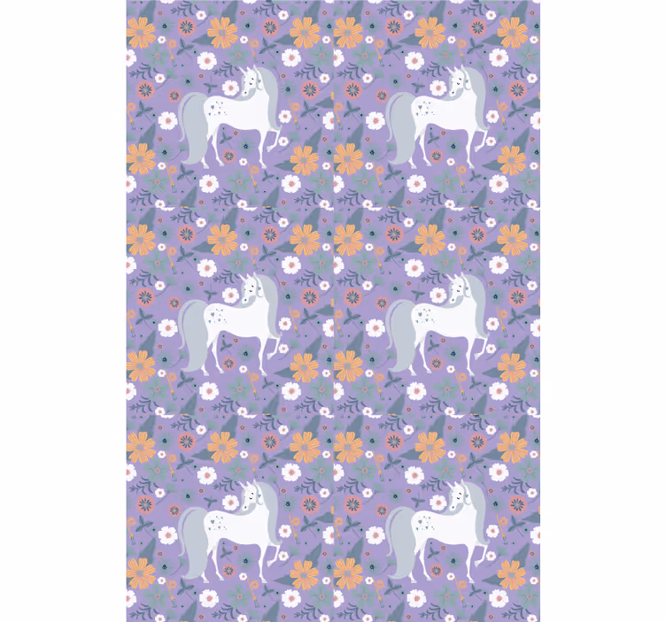 Konstnärliga enhörningar med blommor rullgardin målning - Tenstickers