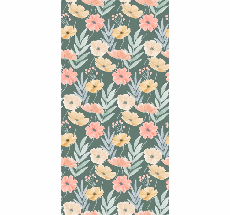 Original vattenfärg blommigt badrumsgardin - Tenstickers