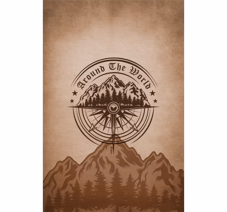 Bergskompassdesign Rullgardin vardagsrum - Tenstickers