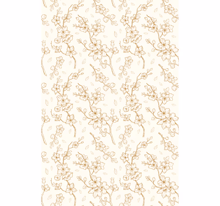 Enkelt beige blommönster Rullgardin blommor och växter - Tenstickers