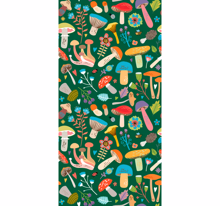 Färgglada svampar blommor och växt rullgardin - Tenstickers