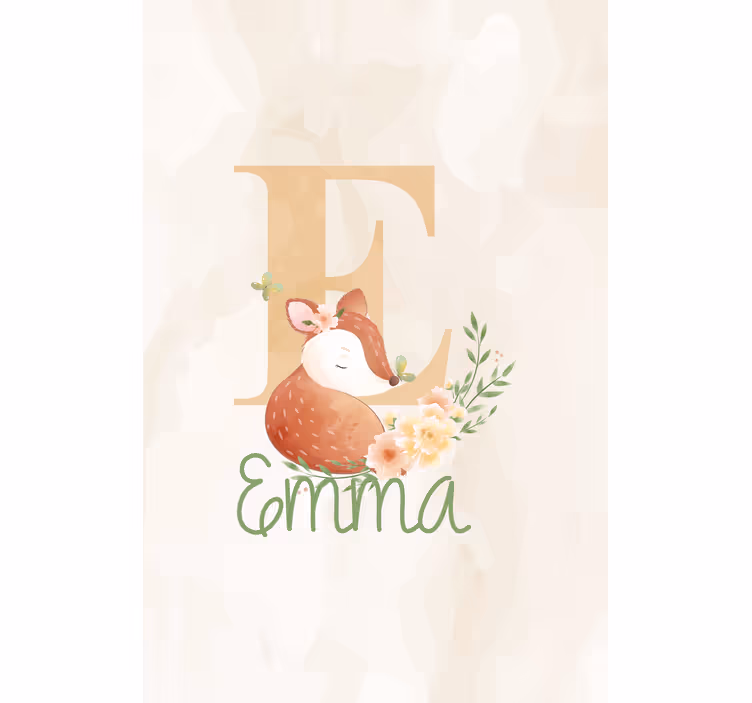 Räv med initial och namn Rrullgardin barn - Tenstickers