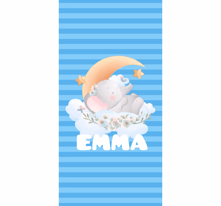 Söta djur elefant med namn plantskola rullgardin - Tenstickers