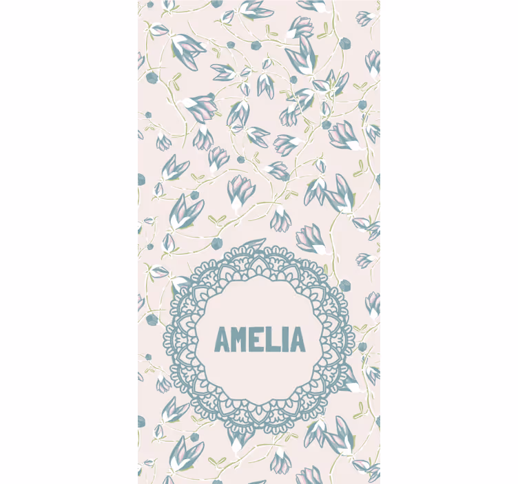 Namn med delikat blommotiv Rullgardin tonåringar - Tenstickers