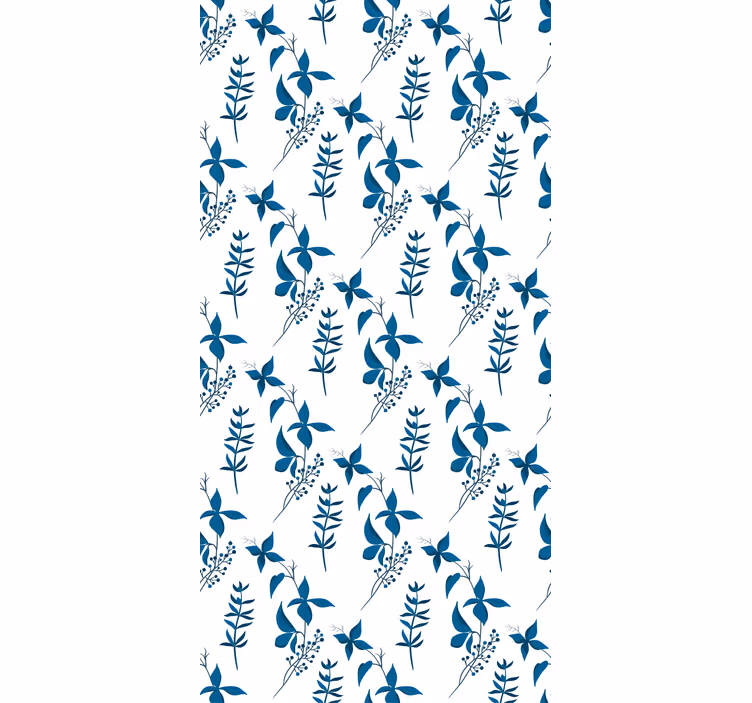 Blå blommönster rullgardin - Tenstickers