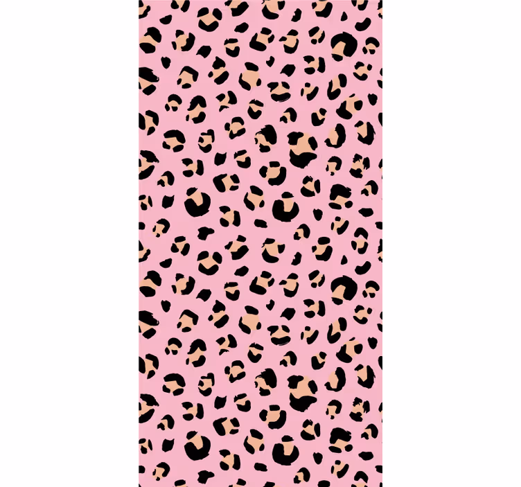 Rosa tecknad leopardmönster barngardin - Tenstickers