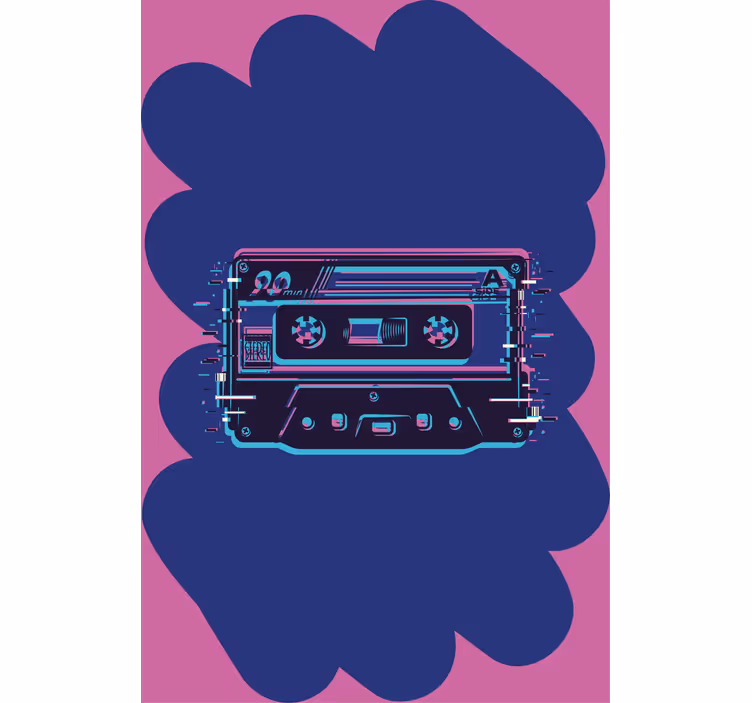 Retro kassett illustration Rullgardin nörd - Tenstickers