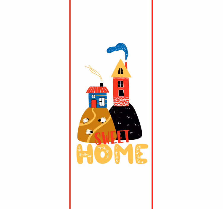 Charmigt hus illustration Rullgardin med text - Tenstickers
