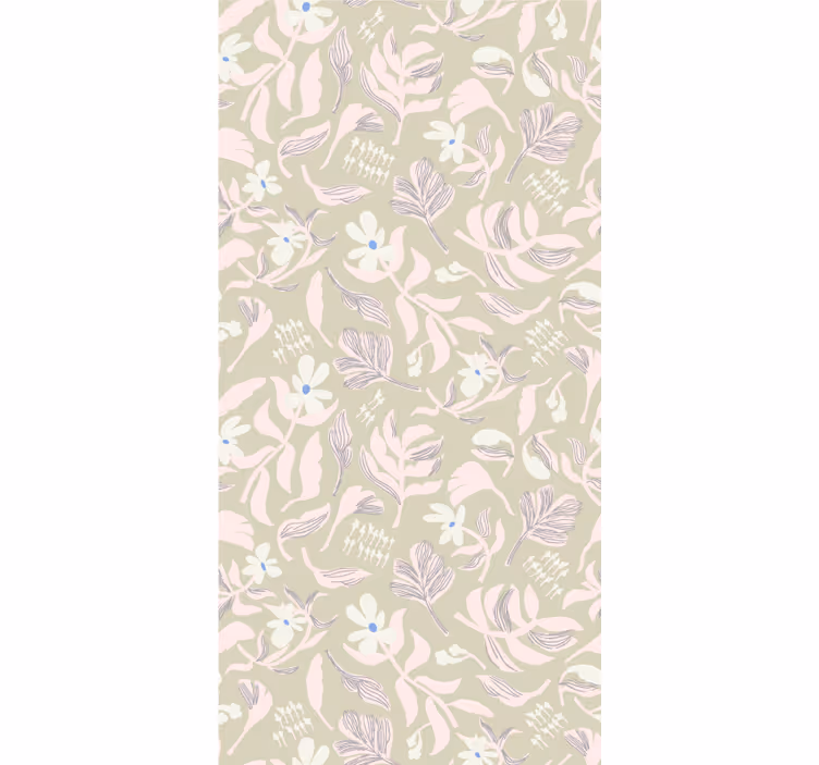 Beige blad tema Rullgardin blommor och växter - Tenstickers
