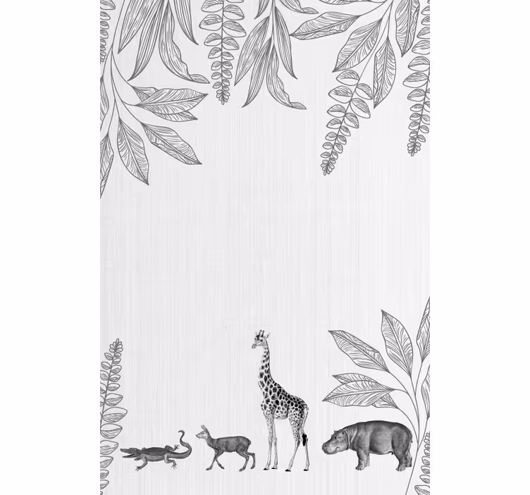 Safari djur och träd gränsar barnens rullgardin - Tenstickers