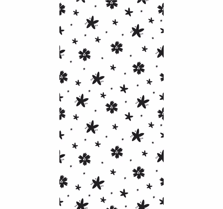 Svartvit design Rullgardin blommig - Tenstickers