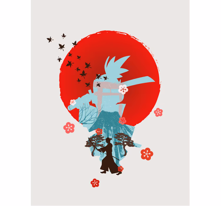 Samurai siluett Rullgardin superhjälte - Tenstickers