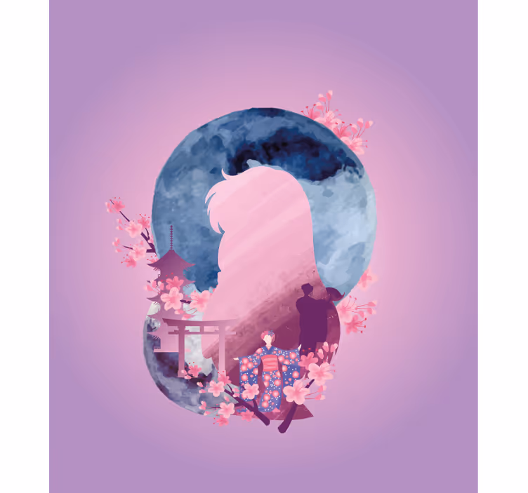 Silhuett blomscen Rullgardin romantisk - Tenstickers