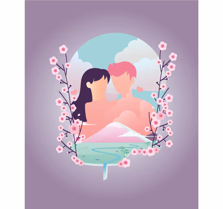 Par mitt i blommor Rullgardin romantisk - Tenstickers