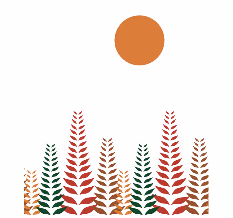 Retro lövverk och sol Rullgardin modern - Tenstickers