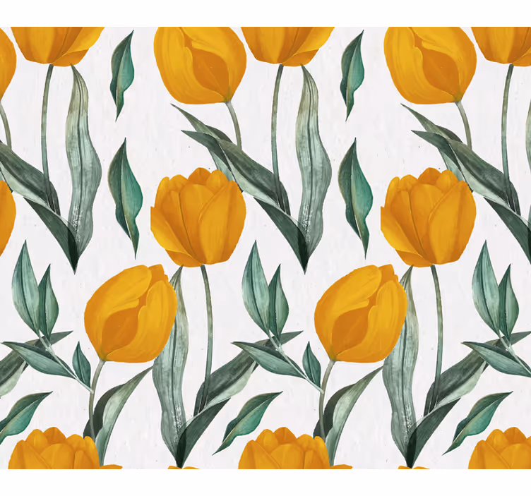 Gula tulpaner oljefärg blommor och växtRullgardin - Tenstickers