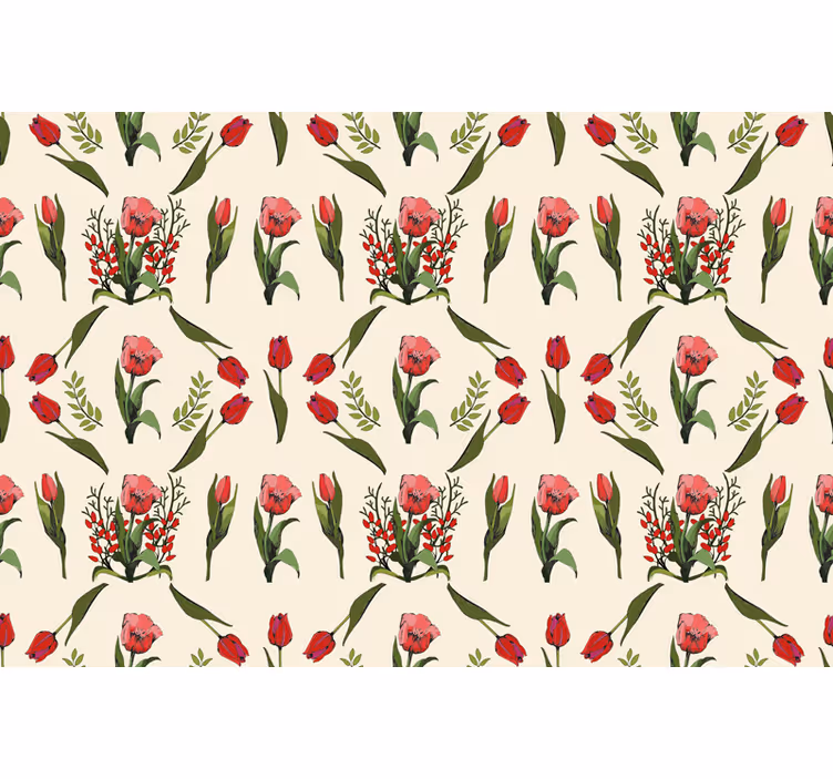 Elegant beige arrangemang Rullgardin blommig - Tenstickers
