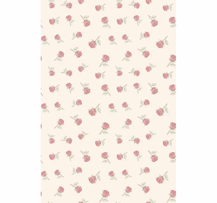 Mjukt rosmotiv Rullgardin blommor och växter - Tenstickers