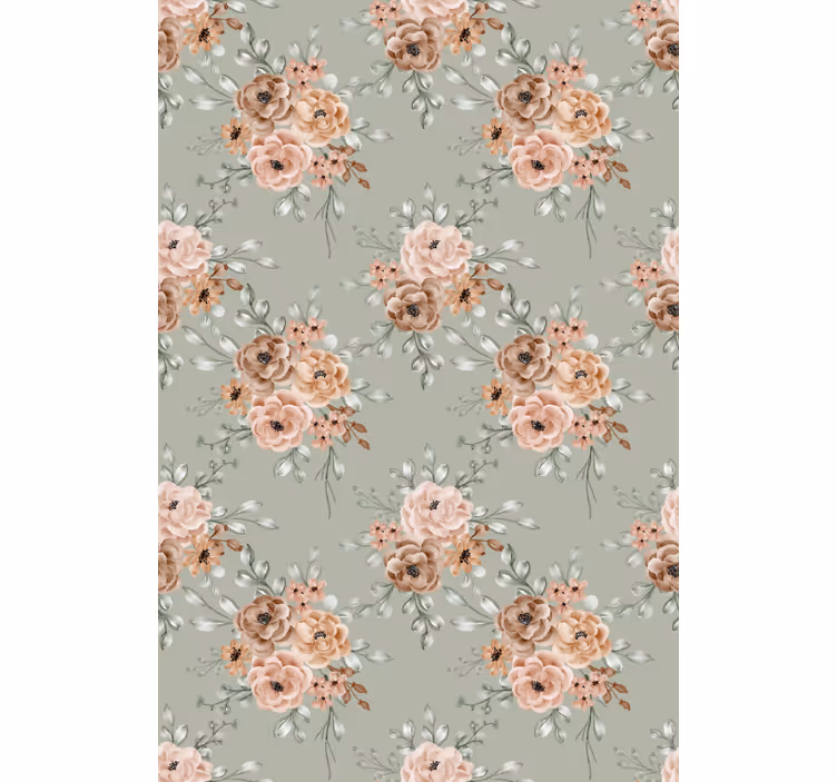 Vackert beige arrangemang Rullgardin blommig - Tenstickers