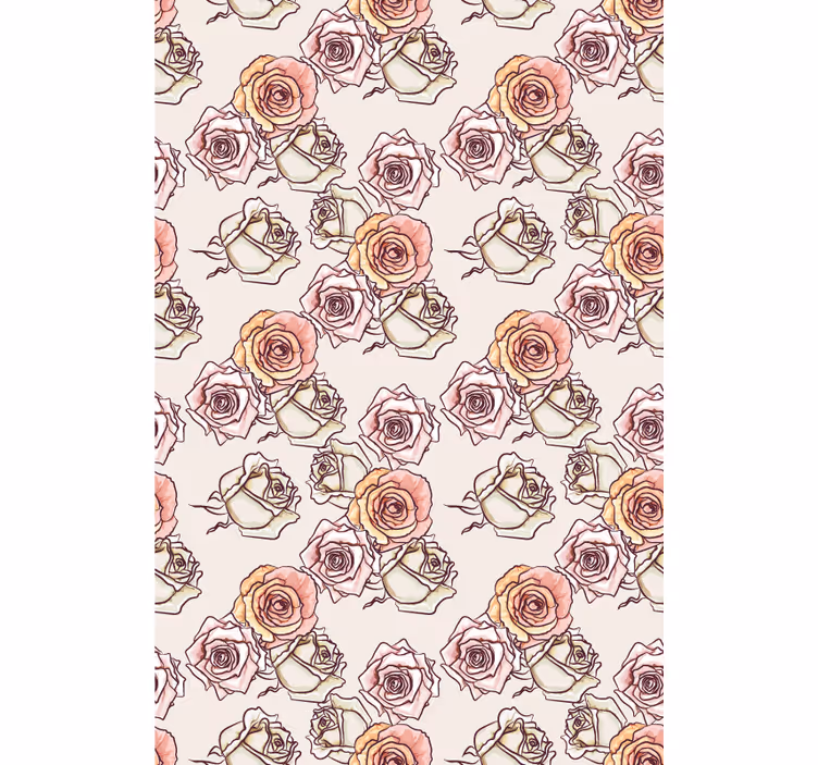 Ros illustration mönster Rullgardin blommor och växter - Tenstickers