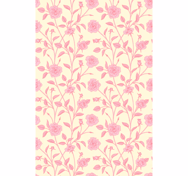 Rosa ros blommig Rullgardin blommor och växter - Tenstickers