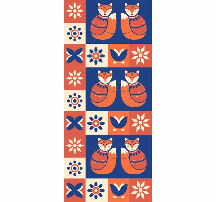 Färgglada traditionella djur nordiska rullgardin - Tenstickers