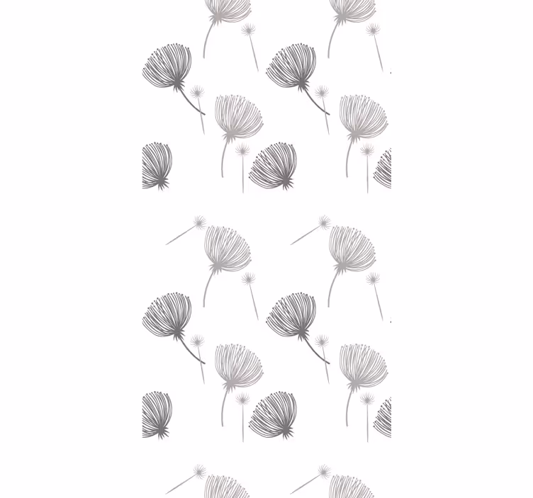 Mjukt grått mönster Rullgardin blommor och växter - Tenstickers