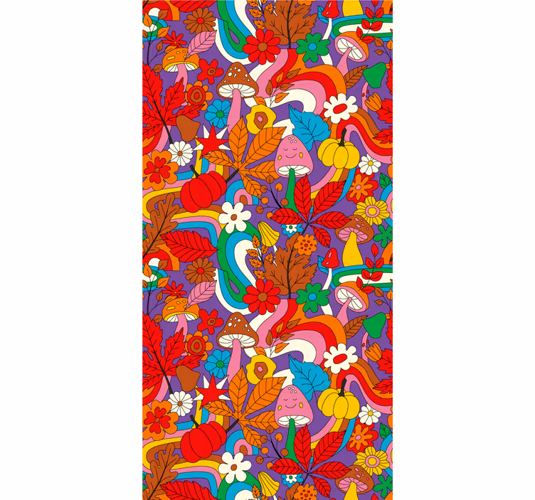 Flower power retro mer vintage rullgardin - Tenstickers