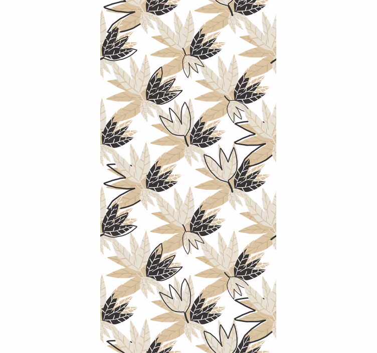 Beige blad mönster nordisk rullgardin - Tenstickers