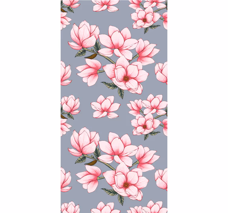 Magnolia blossom mönster Rullgardin blommor och växter - Tenstickers