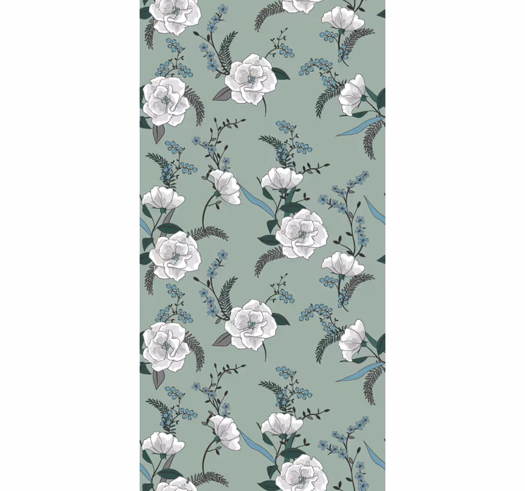 Magnolia blommönster Rullgardin blommor och växter - Tenstickers