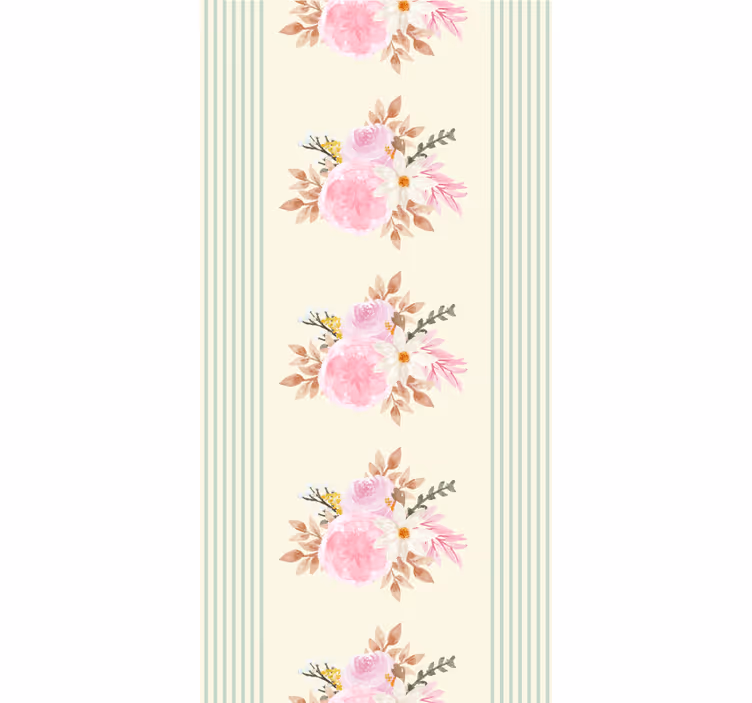 Rullgardin blommor och växter fransk provensalsk randig - Tenstickers