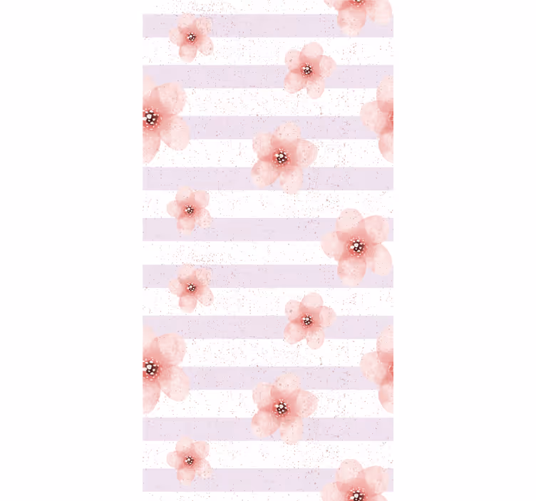 Rosa blommiga ränder Rullgardin blommor och växter - Tenstickers