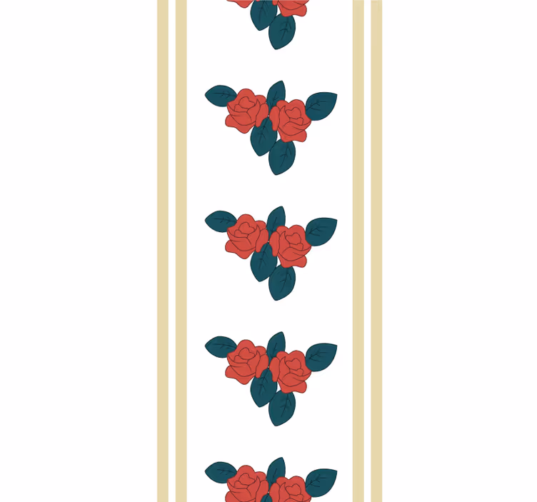 Rosmönster med löv Rullgardin blommig - Tenstickers