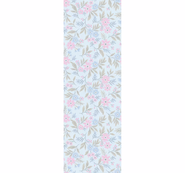 Subtilt botaniskt motiv Rullgardin blommor och växter - Tenstickers