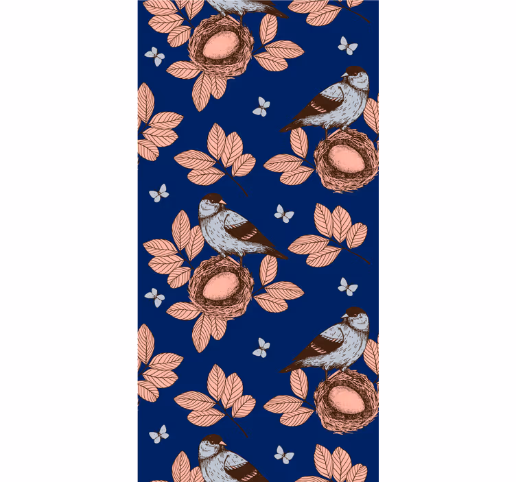 Häckande fåglar och löv Rullgardin blommor och växter - Tenstickers