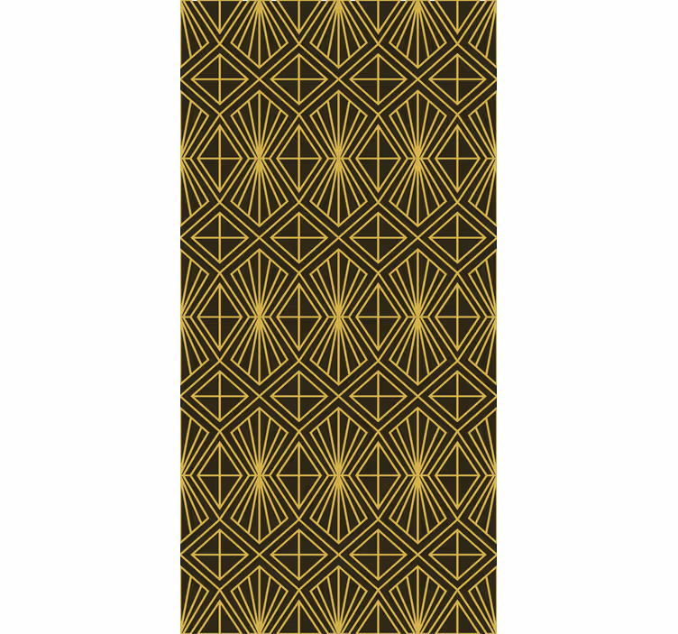 Geometrisk art déco mönster guld rullgardin - Tenstickers