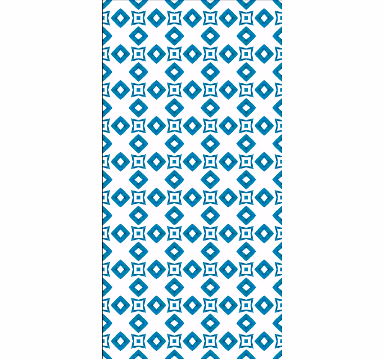 Geometriskt blått mönster Rullgardin kök - Tenstickers