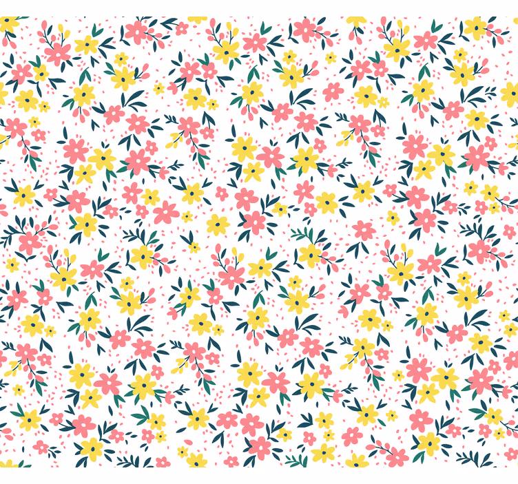 Rullgardin blommor och växter blommönster - Tenstickers