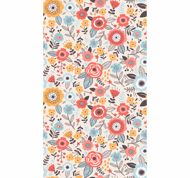 Målade färgglada mönster blomma rullgardin - Tenstickers