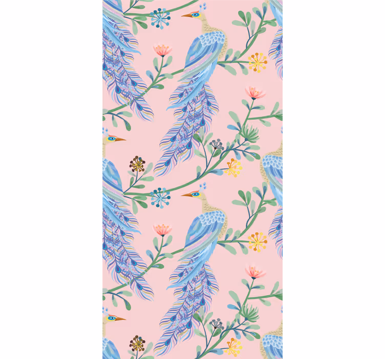 Tropisk fågel design Rullgardin blommor och växter - Tenstickers