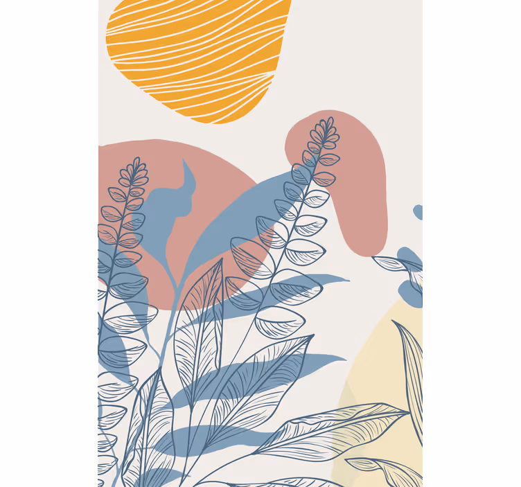 Abstrakta bladmönster Rullgardin blommor och växter - Tenstickers