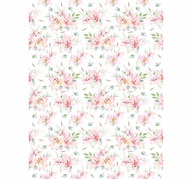 Rosa akvarell lilja blommönster blomma rullgardin - Tenstickers