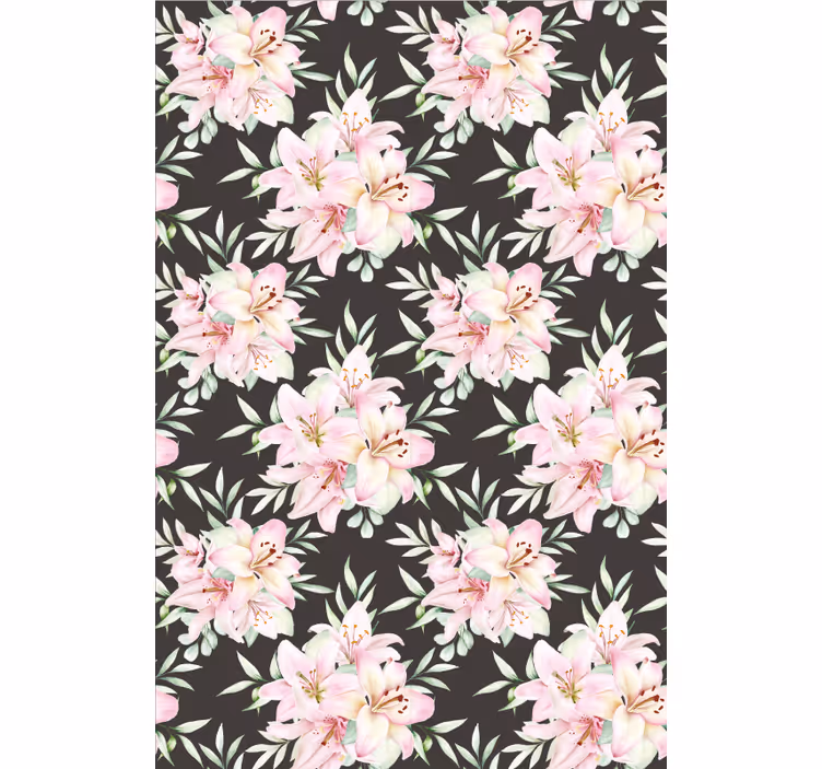 Akvarell liljor blommönster blomma rullgardin - Tenstickers