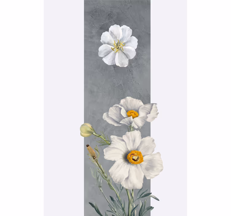 Vackra vita blommor blomma rullgardin - Tenstickers