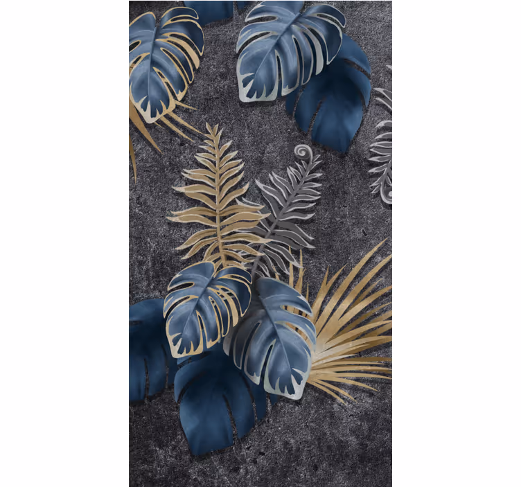 3d-växter på betongblommor och växtRullgardin - Tenstickers